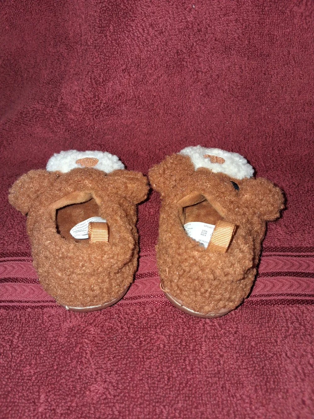 Kids Brown Bear Plush Slip-On Shoes SIZE 4
